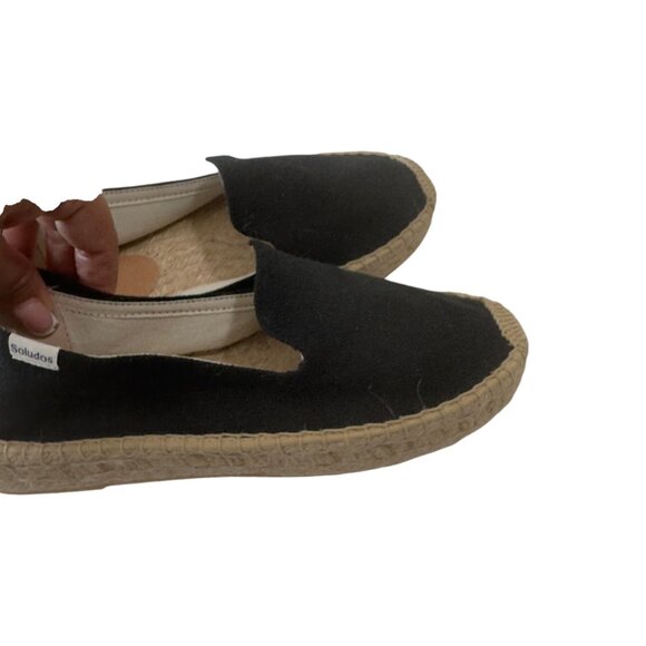 Soludos Womens Black Espadrille Flats Size 7 Canvas & Jute Slip-On Shoes - Picture 10 of 16